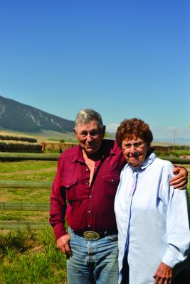 Arnie and Mary Rosdahl outside their home in Sheridan, a part of the ranch where Mary was raised. Both Montana natives, the pair has lived and ranched in the Madison Valley since 1972. (R. Colyer)