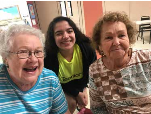 Linda Haverty, Kendra Gonzales and Mary Frame. Elderly adults feel they are treated with respect and teens feel they are making a difference. Photo courtesy of Trish Lopez
