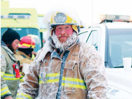Madison Valley Rural Fire District Captain Pat Noack handled the hoses in the fire fight. He’s been volunteering for the department for 13 years. PHOTO BY JOLENE PALMER