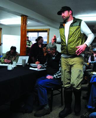 Right – Chris Knott, from 4 Rivers Fishing in Twin Bridges was one of a number of people who commented on proposed changes in Madison River Regulations, or Wednesday, March 6