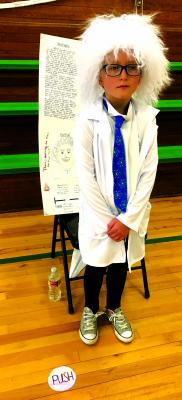 Albert Einstein (Harper Leonard) was one of the historical figures who visited Ennis 4th grade’s wax museum project.