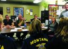 Ruby Valley FFA Parliamentary Procedures team members Tyler Haag, Madison Fabel, Zoe Lee, and Grace Larsen; their advisor, Sheridan schools ag education teacher Rodney Braaten; wowed Sheridan town council members Rahn Abbott, Mayor Bob Stump, Mike Walter and Clerk Ginger Galiger with their skills at council’s Monday, January 14, meeting. (J. Taylor)
