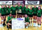 Ennis seniors Jourdain Klein (4) and Whitney McKitrick (11) led the lady Mustangs to the third round of the state tournament earlier this month. Klein and McKitrick were both named to the Montana all-state volleyball team after the postseason. (Ennis Schools photo)